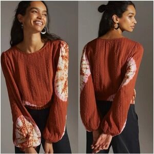 Anthropologie The Odells Serena Top L? Balloon Sleeve Blouson Boho Beachy Hippie